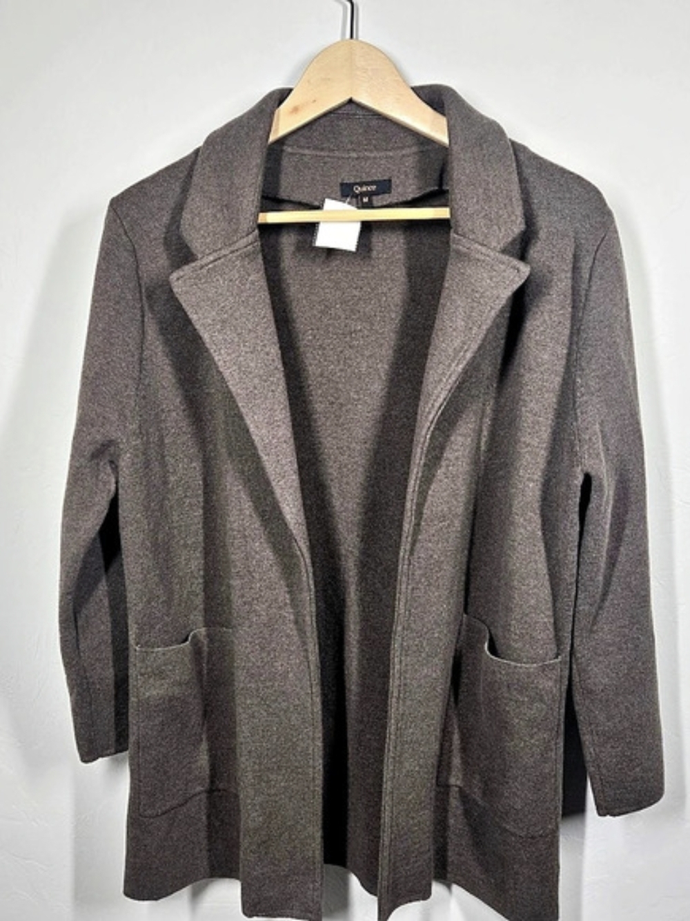 Quince 100% Organic Cotton Knit Blazer Brown Medium